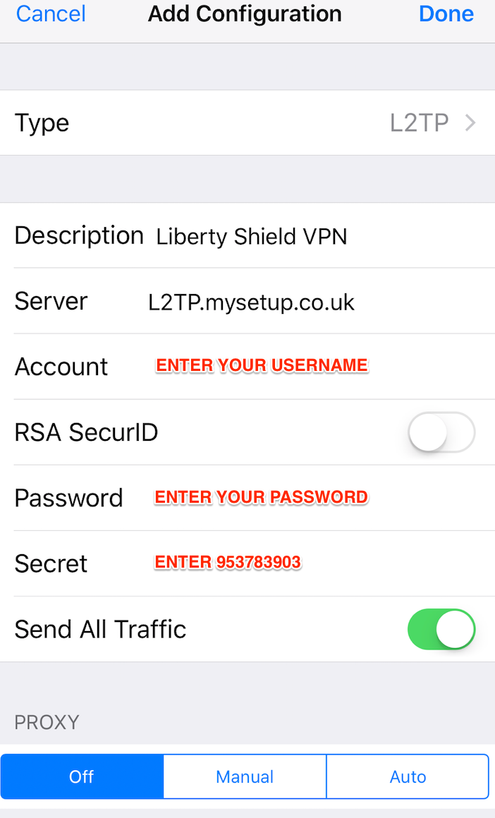 Manual VPN - iOS (iPhone and iPad) - Liberty Shield